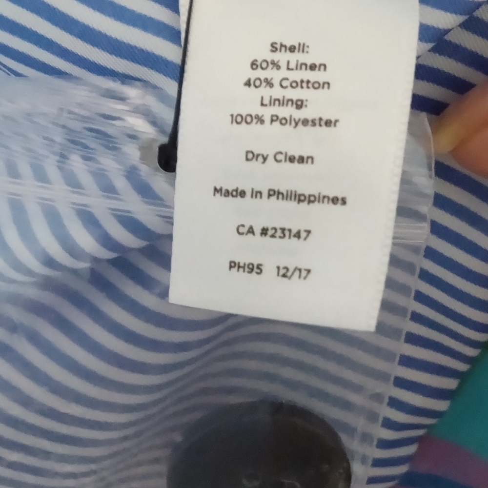 Talbot's Linen Blend Lined Colorful Plaid Blazer - Picture 3 of 6